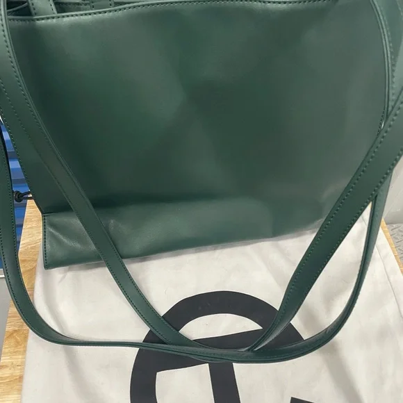 Telfar Large Shopping Bag Green Vegan Leather Tote Crossbody + Dust Bag - Picture 6 of 10
